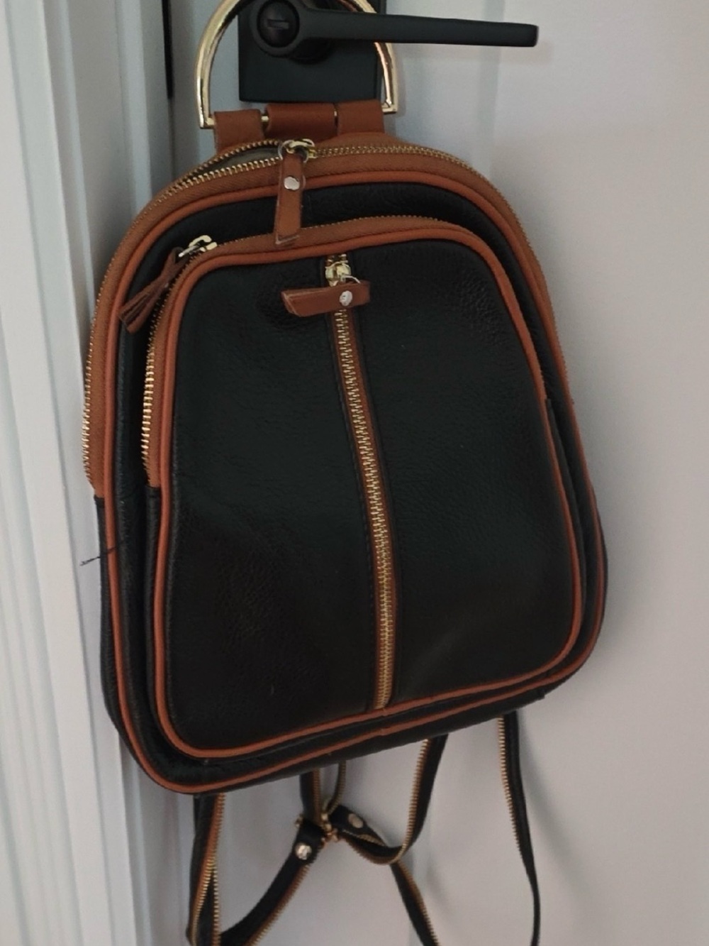 Like New Valentina Black w Cognac Leather Bag